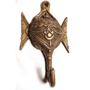 Brass Ganesha Hook Handmade Elephant God Face Wall Hanging Decor